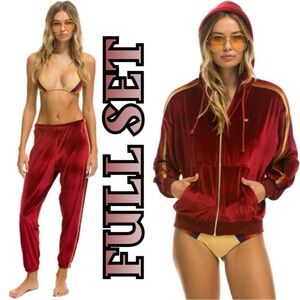 NWOT Aviator Nation Velvet Red‎ Set Size Small